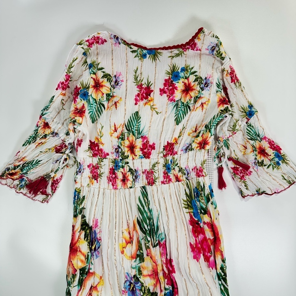 Me 2 Magic Boho Viscose Floral Smocked Waist Midi Dress Size L - Picture 6 of 16